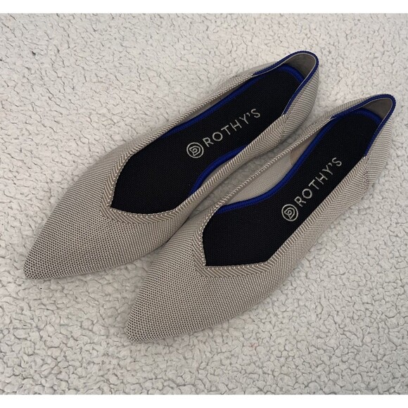 ROTHY'S Womens Size 12 The Point Ballet Flats Shoes Birdseye Gray Comfort - Picture 1 of 11